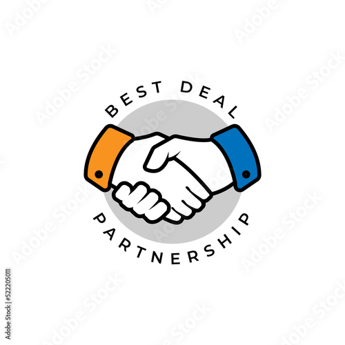 Handshake and partnership logo design template. Best deal logo design