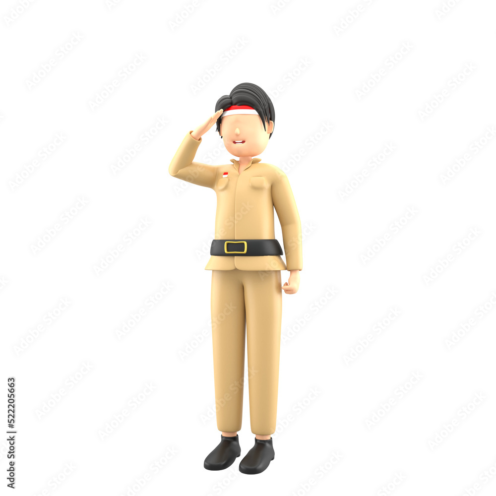 3d male character celebrating indonesian independence illustration 3d male character celebrating indonesian independence illustration