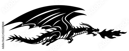 Flying dragon icon isolated on white background.