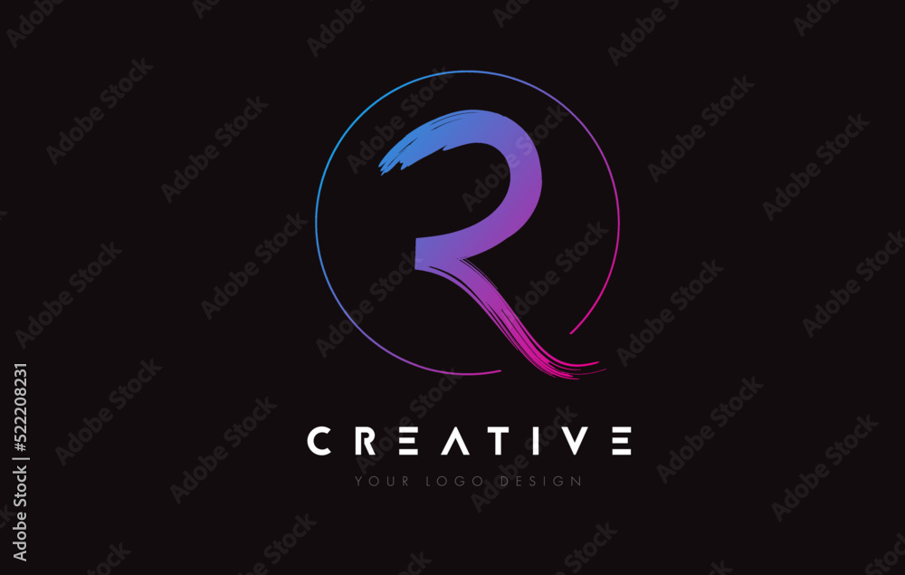 Creative Colorful R Brush Letter Logo Design. Artistic Handwritten Letters Logo Concept. Creative Colorful R Brush Letter Logo Design. Artistic Handwritten Letters Logo Concept.