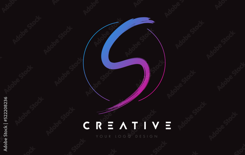 Creative Colorful S Brush Letter Logo Design. Artistic Handwritten Letters Logo Concept. Creative Colorful S Brush Letter Logo Design. Artistic Handwritten Letters Logo Concept.