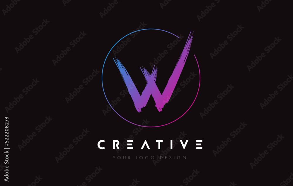 Creative Colorful W Brush Letter Logo Design. Artistic Handwritten Letters Logo Concept. Creative Colorful W Brush Letter Logo Design. Artistic Handwritten Letters Logo Concept.