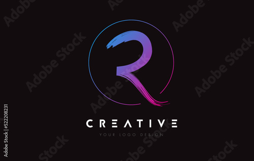 Creative Colorful R Brush Letter Logo Design. Artistic Handwritten Letters Logo Concept.