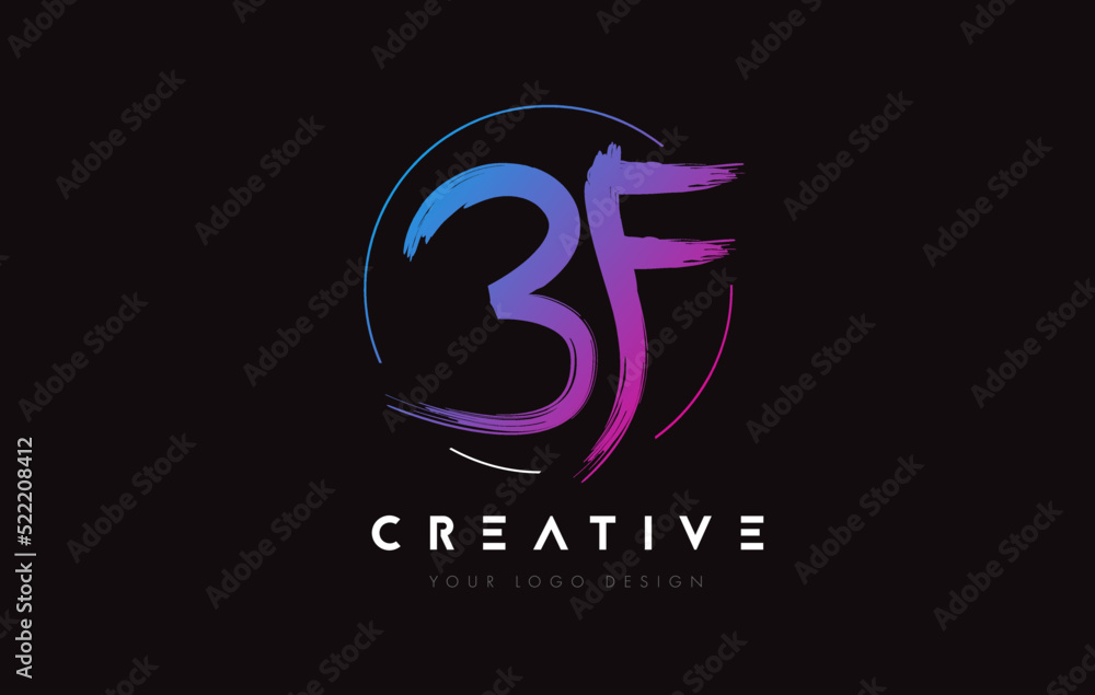 Obraz premium Creative Colorful BF Brush Letter Logo Design. Artistic Handwritten Letters Logo Concept.