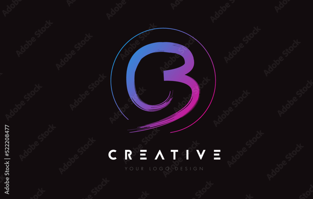 Creative Colorful CB Brush Letter Logo Design. Artistic Handwritten Letters Logo Concept.