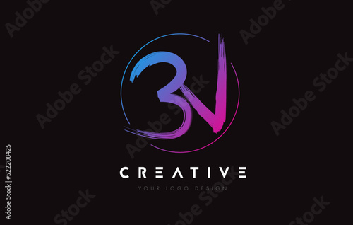 Creative Colorful BN Brush Letter Logo Design. Artistic Handwritten Letters Logo Concept.