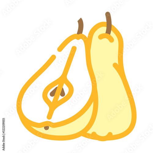 pear yellow cut color icon vector. pear yellow cut sign. isolated symbol illustration