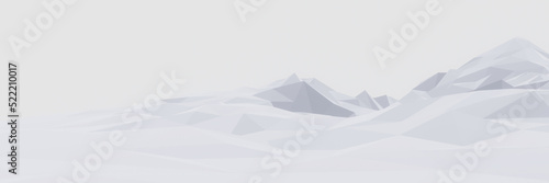 Fotografie, Obraz 3D low polygon ice mountain. Glacial landform. Ice terrain.