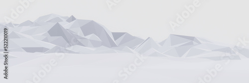 Fototapeta 3D low polygon ice mountain. Glacial landform. Ice terrain.