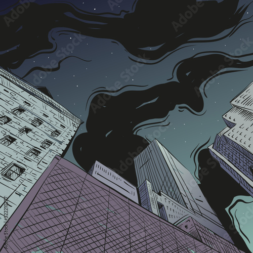 Hand drawn city sketch, vector illustration