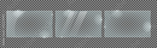 Set of glass plates isolated on a transparent background