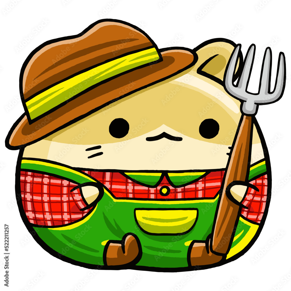 Cute Hamster Farmer Cartoon Style Cute Hamster Farmer Cartoon Style