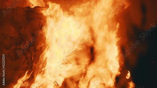 Close up of of the car in flames