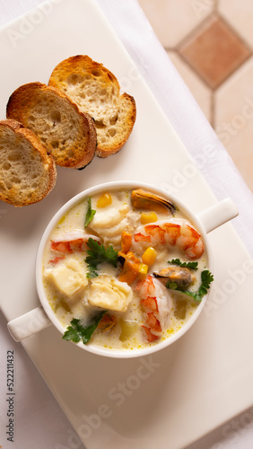 Chowder soup with shrimp