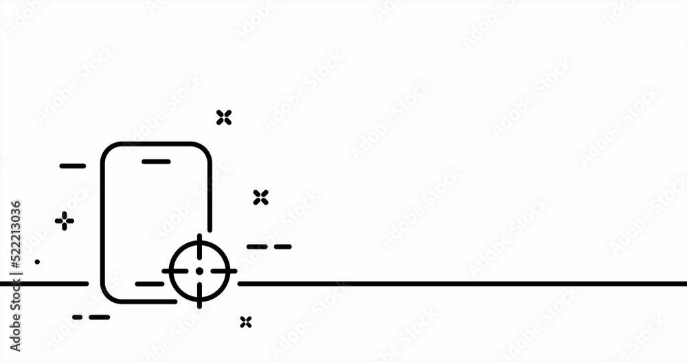 Phone with aim. Scope, sight, targeted advertising, target audience, online store, marketing. Business concept. One line drawing animation. Motion design. Animated technology logo. Video 4K Phone with aim. Scope, sight, targeted advertising, target audience, online store, marketing. Business concept. One line drawing animation. Motion design. Animated technology logo. Video 4K
