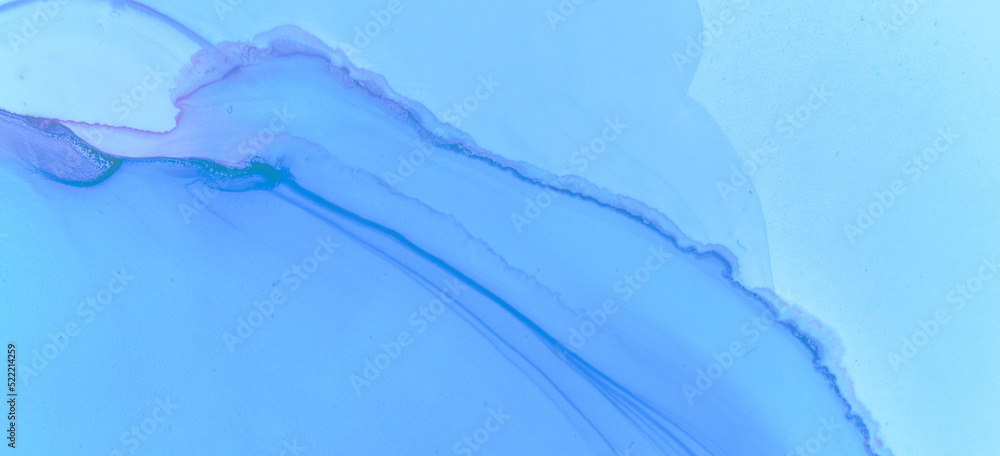 Modern Ink Stains Texture. Blue Pastel Fluid