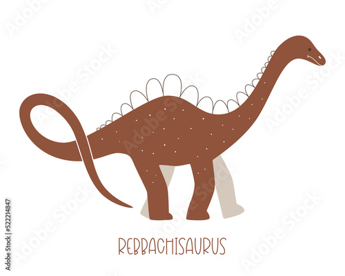 Vector illustration of a wild prehistoric animal dinosaur Rebbachisaurus. Isolated brown monster photo