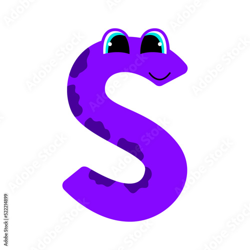 The letter S. Symbol from the monster alphabet. Isolated on white background. Vector illustration.