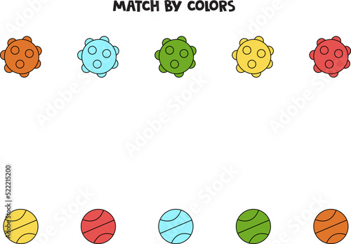 Color matching game for preschool kids. Match balls by colors.