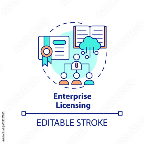 Enterprise licensing concept icon. Enhancing learning experience abstract idea thin line illustration. Access capabilities. Isolated outline drawing. Editable stroke. Arial, Myriad Pro-Bold fonts used