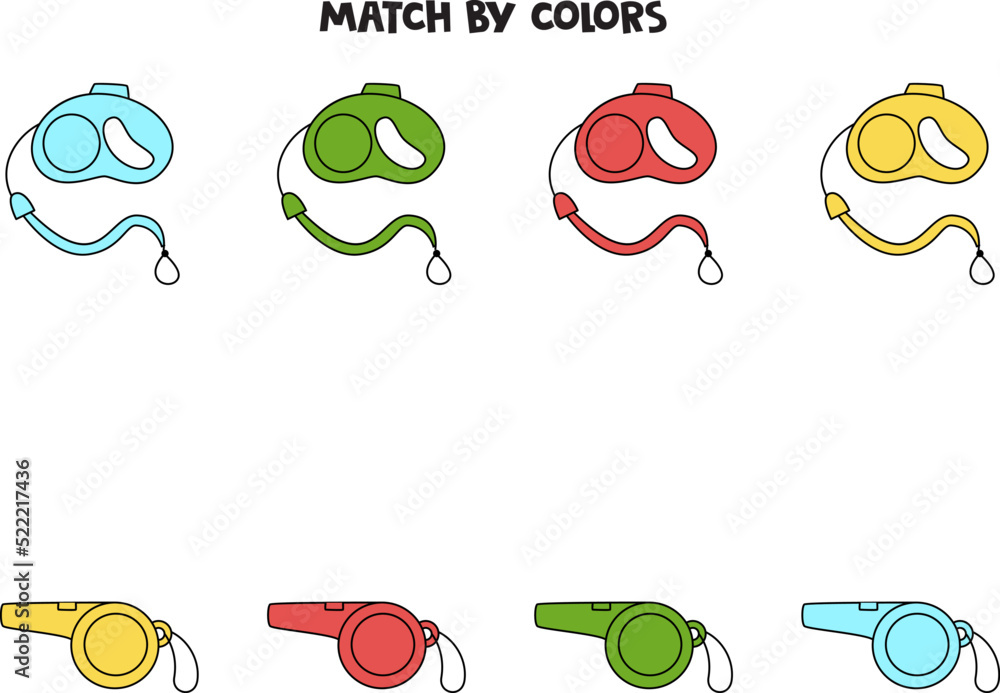 Color Matching Game For Preschool Kids Match Leash And Whistle By color-matching-game-for-preschool-kids-match-leash-and-whistle-by