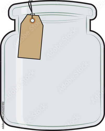 Empty glass jar. Background for drawing. Kitchen. Label for an inscription.