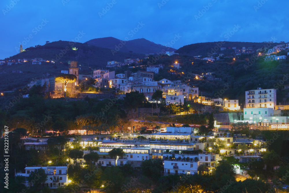 A night resort town on the Mediterranean coast.  Sorrento