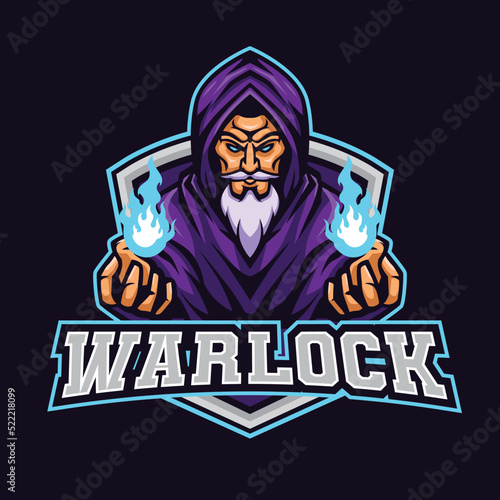 Warlock Mascot Cartoon  Logo Illustration
