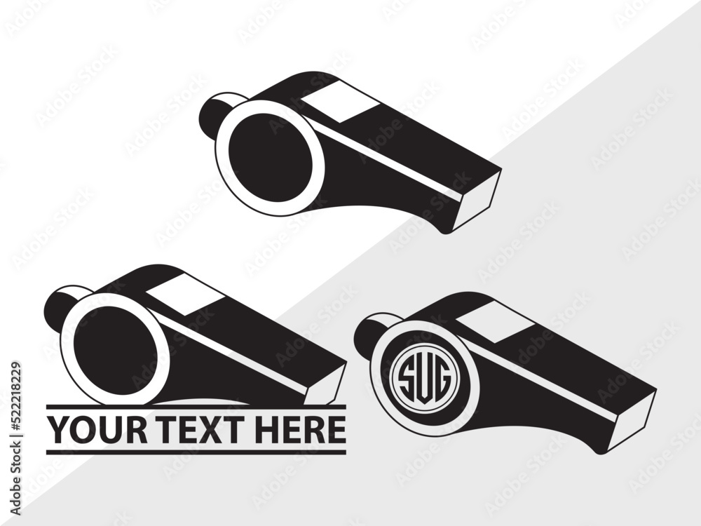 Stockvector Whistle Monogram SVG Sports Svg Sports Whistle Svg