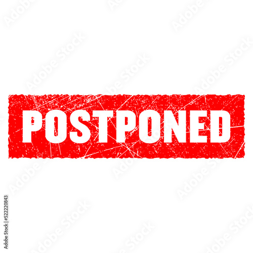Event is postponed vector banner isolated on white background, postponed stamp