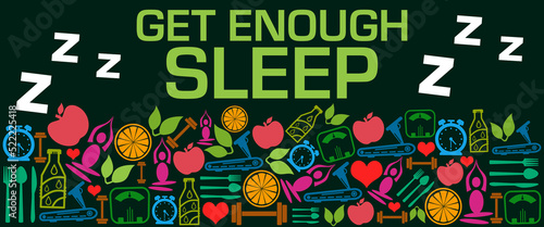 Get Enough Sleep Health Symbols Green Colorful Texture Bottom 