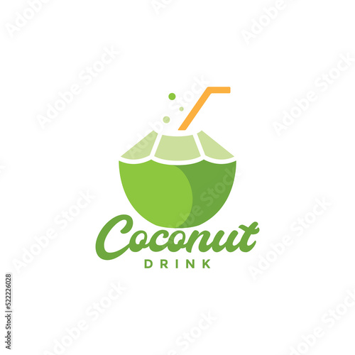 fresh green coconut drink taste logo design