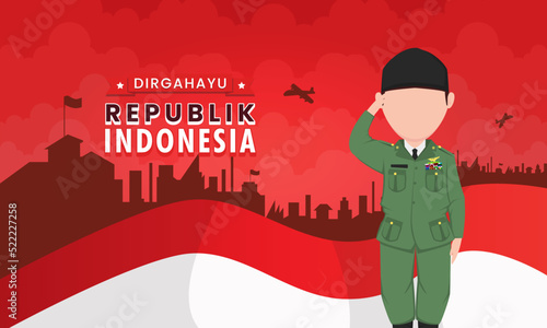 Dirgahayu republik indonesia background with soekarno illustration photo