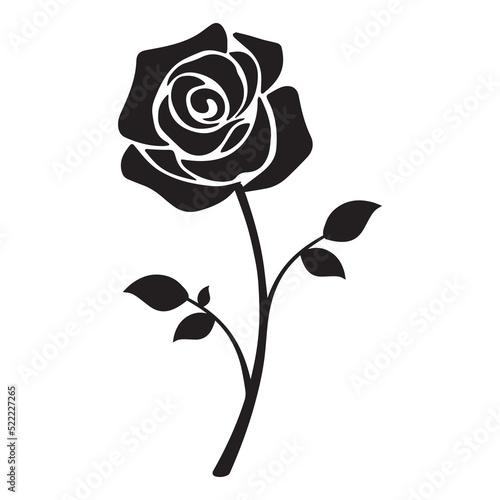 Rose flower black silhouette