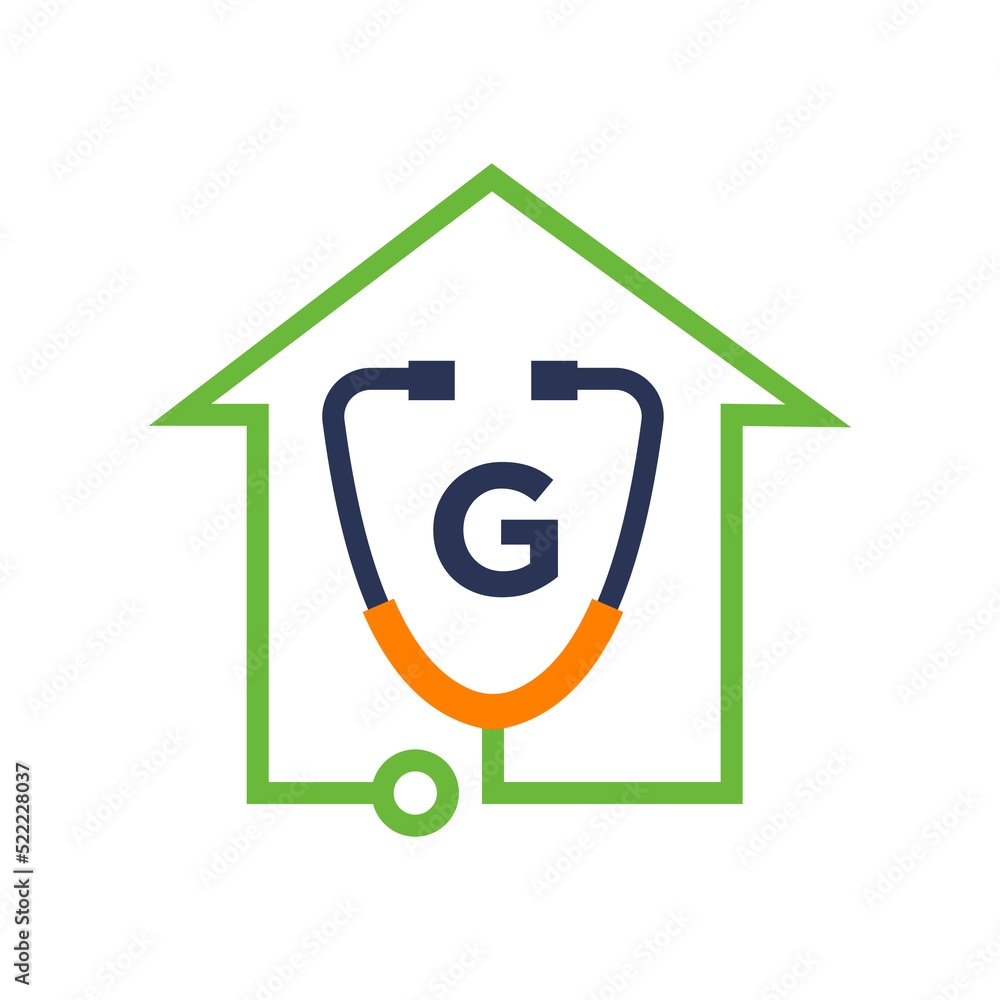 Letter G Healthcare Medical Logo. Doctor and Medical Logotype Concept with Stethoscope Sign Letter G Healthcare Medical Logo. Doctor and Medical Logotype Concept with Stethoscope Sign