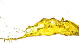 Isolate splashes of golden water. Splashes of beer on a transparent background.