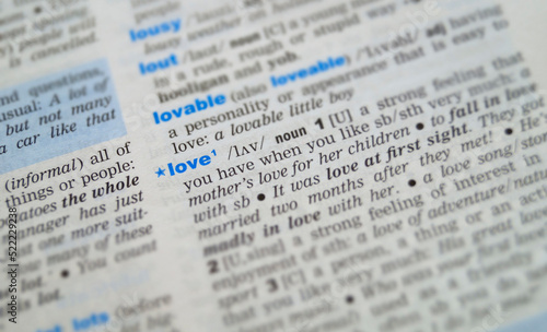 Love word in a dictionary.