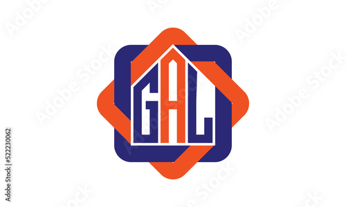 GAL three letter real estate logo with home icon logo design vector template | construction logo | housing logo | engineering logo | initial letter logo | minimalist logo | property logo |