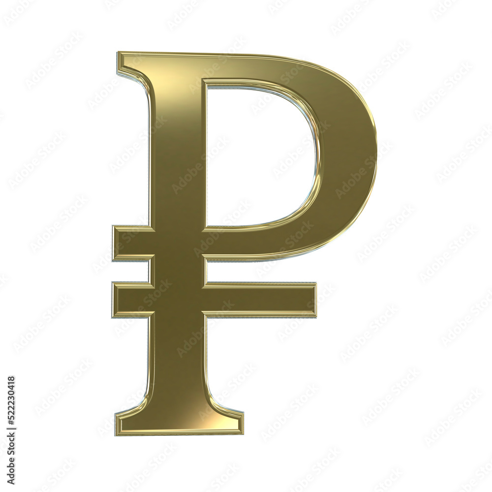 3D gold silver ruble currency symbol symbols sign signs cut out isolated on white background 3D gold silver ruble currency symbol symbols sign signs cut out isolated on white background