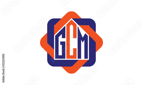 GCM three letter real estate logo with home icon logo design vector template | construction logo | housing logo | engineering logo | initial letter logo | minimalist logo | property logo | photo