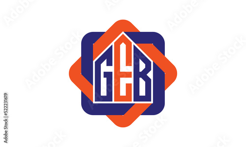 GEB three letter real estate logo with home icon logo design vector template | construction logo | housing logo | engineering logo | initial letter logo | minimalist logo | property logo |