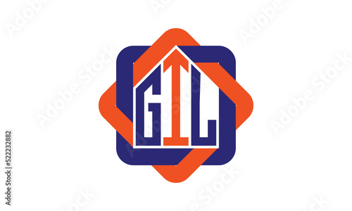 GIL three letter real estate logo with home icon logo design vector template | construction logo | housing logo | engineering logo | initial letter logo | minimalist logo | property logo |