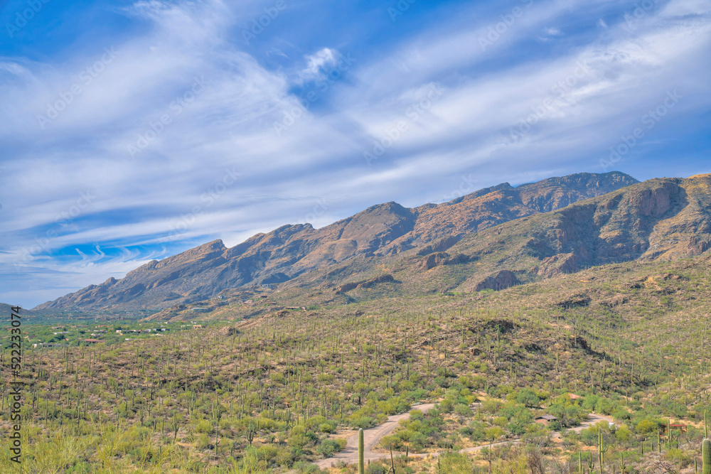 Fototapeta premium Mountain ranges view at Sabino Canyon State Park in Tucson, Arizona