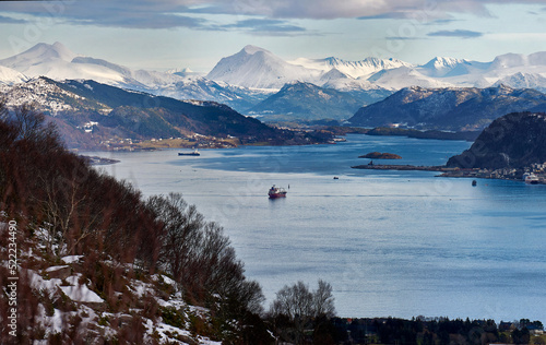 View towards Ålesund from Godøy mountain, Norway. photo