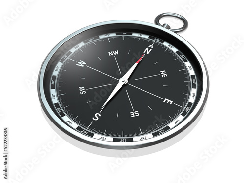 Moderner Kompass Taschenkompass mit Metallgehäuse isoliert mit transparentem Hintergrund