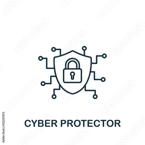 Cyber Protector icon. Monochrome simple Cybercrime icon for templates, web design and infographics