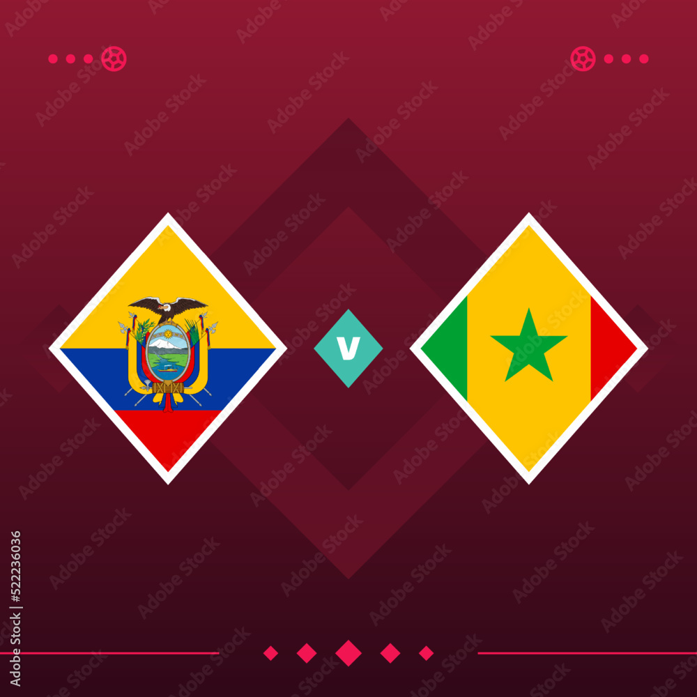 ecuador, senegal world football 2022 match versus on red background. vector illustration ecuador, senegal world football 2022 match versus on red background. vector illustration