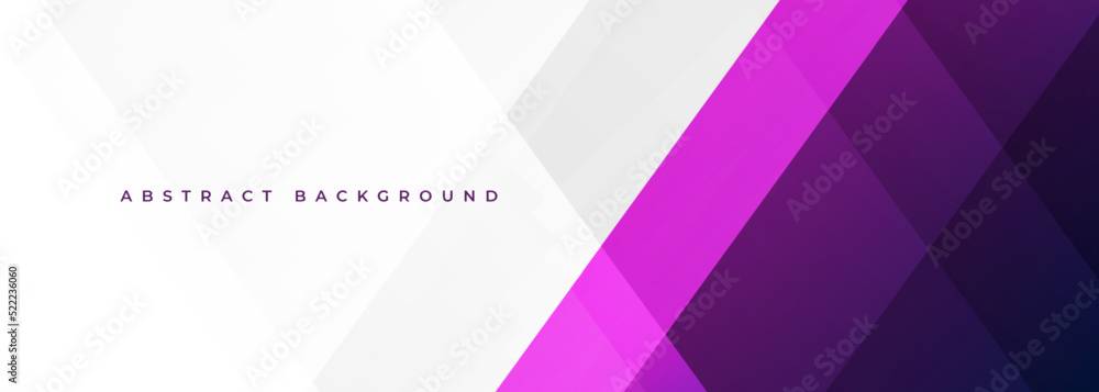 Obraz premium White and violet modern abstract wide banner with geometric shapes. Dark purple and white abstract background. Vector illustration