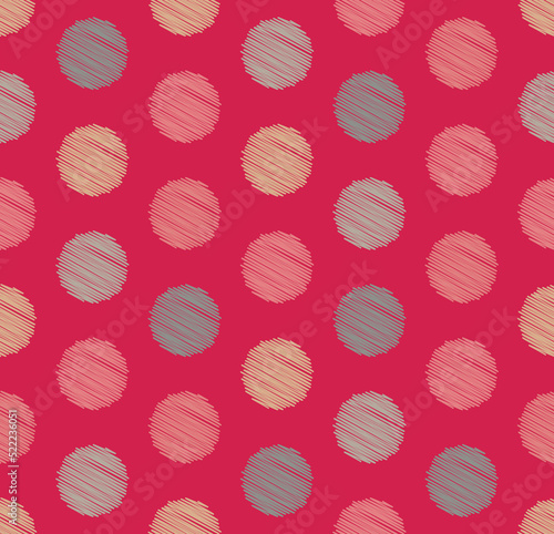 Dots circle geometric seamless on red color pattern background
