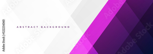 White and violet modern abstract wide banner with geometric shapes. Dark purple and white abstract background. Vector illustration